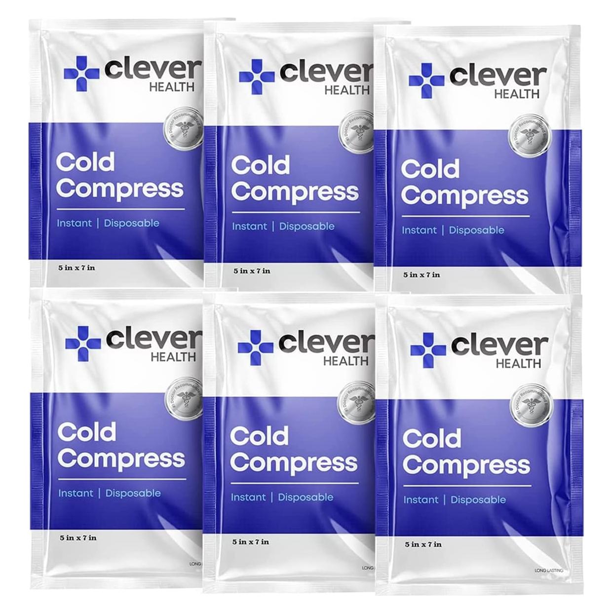 Paquete Frío Instantáneo Clever - 6 Paquetes Desechables 12.7x17.8 cm