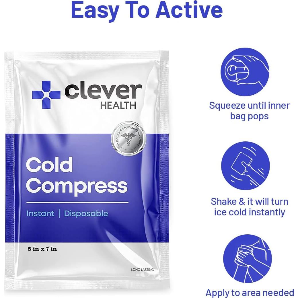 Paquete Frío Instantáneo Clever - 6 Paquetes Desechables 12.7x17.8 cm