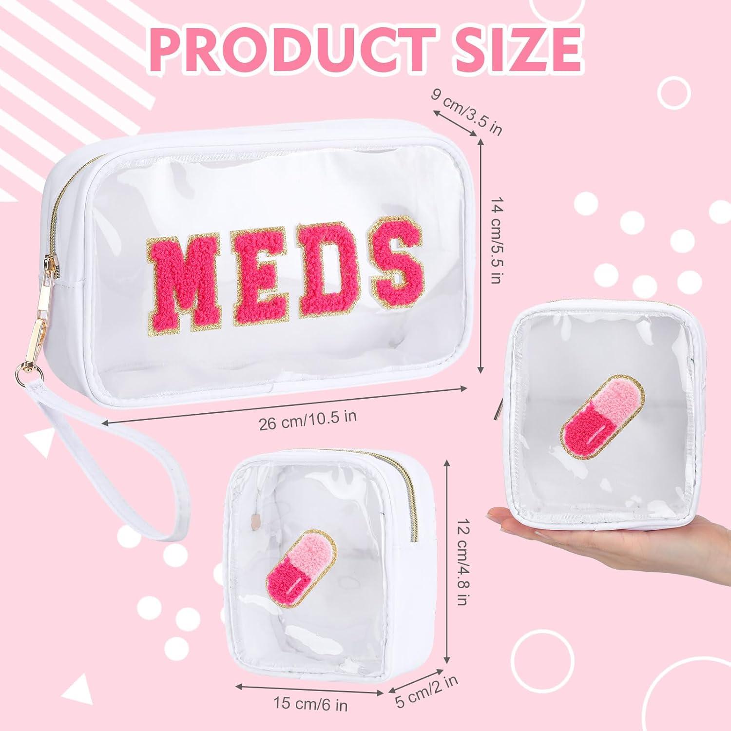 Bolsa de Medicina Hillban 2 Pcs Chenille Preppy Transparente