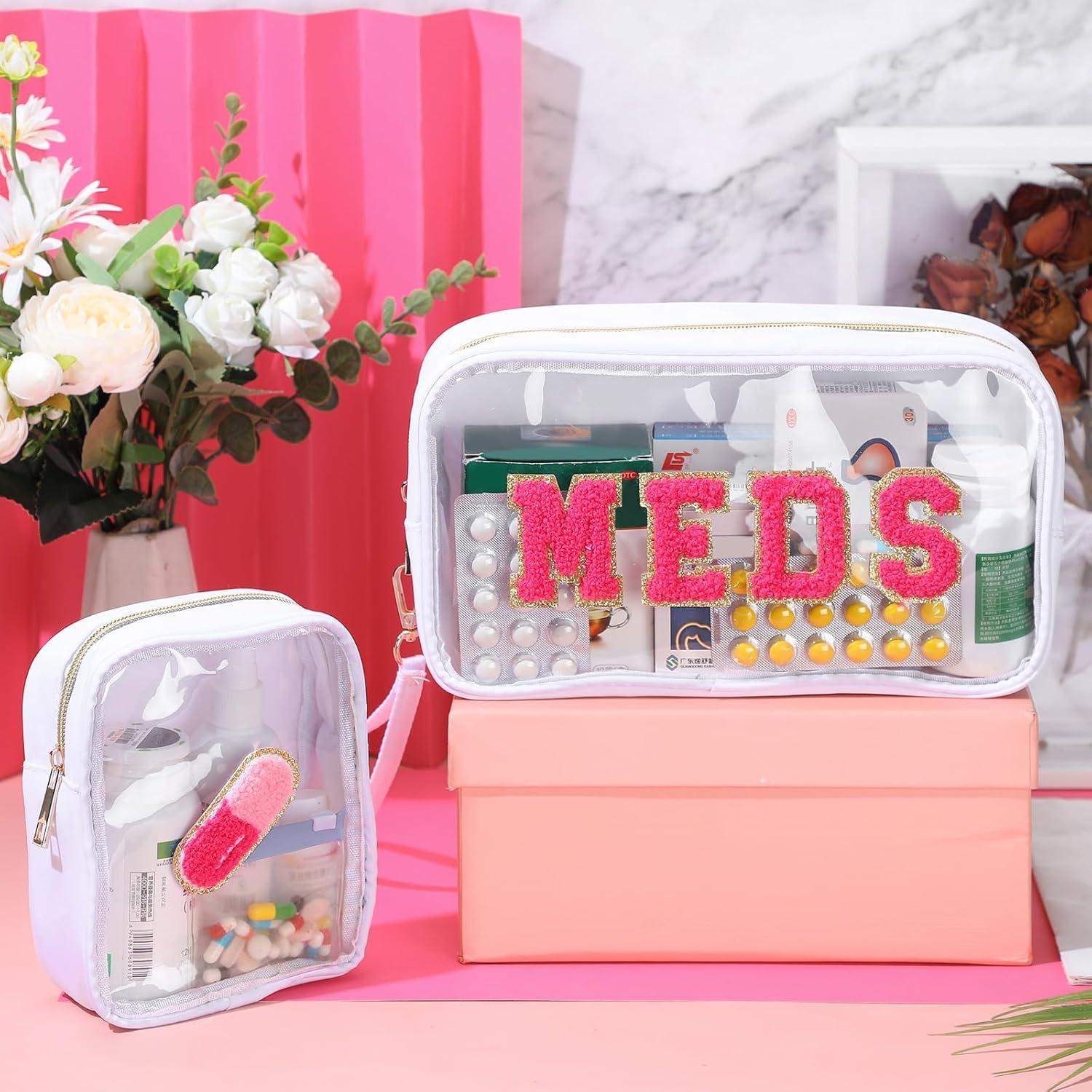 Bolsa de Medicina Hillban 2 Pcs Chenille Preppy Transparente