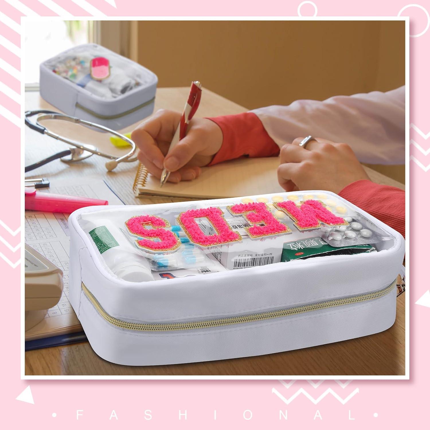 Bolsa de Medicina Hillban 2 Pcs Chenille Preppy Transparente