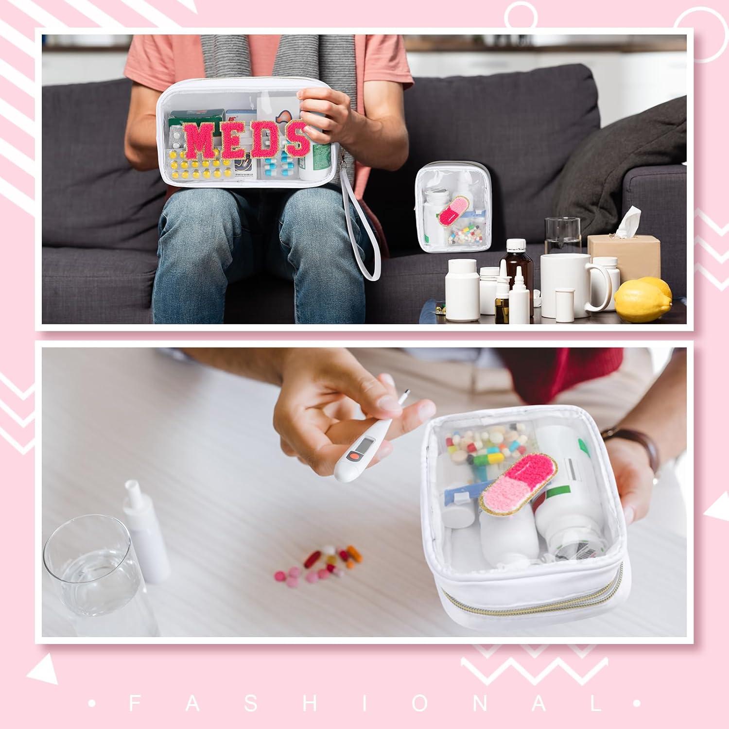 Bolsa de Medicina Hillban 2 Pcs Chenille Preppy Transparente