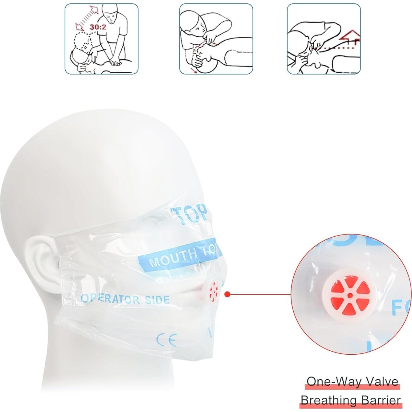 KONGDY 10pcs Máscara de CPR con Válvula Unidireccional