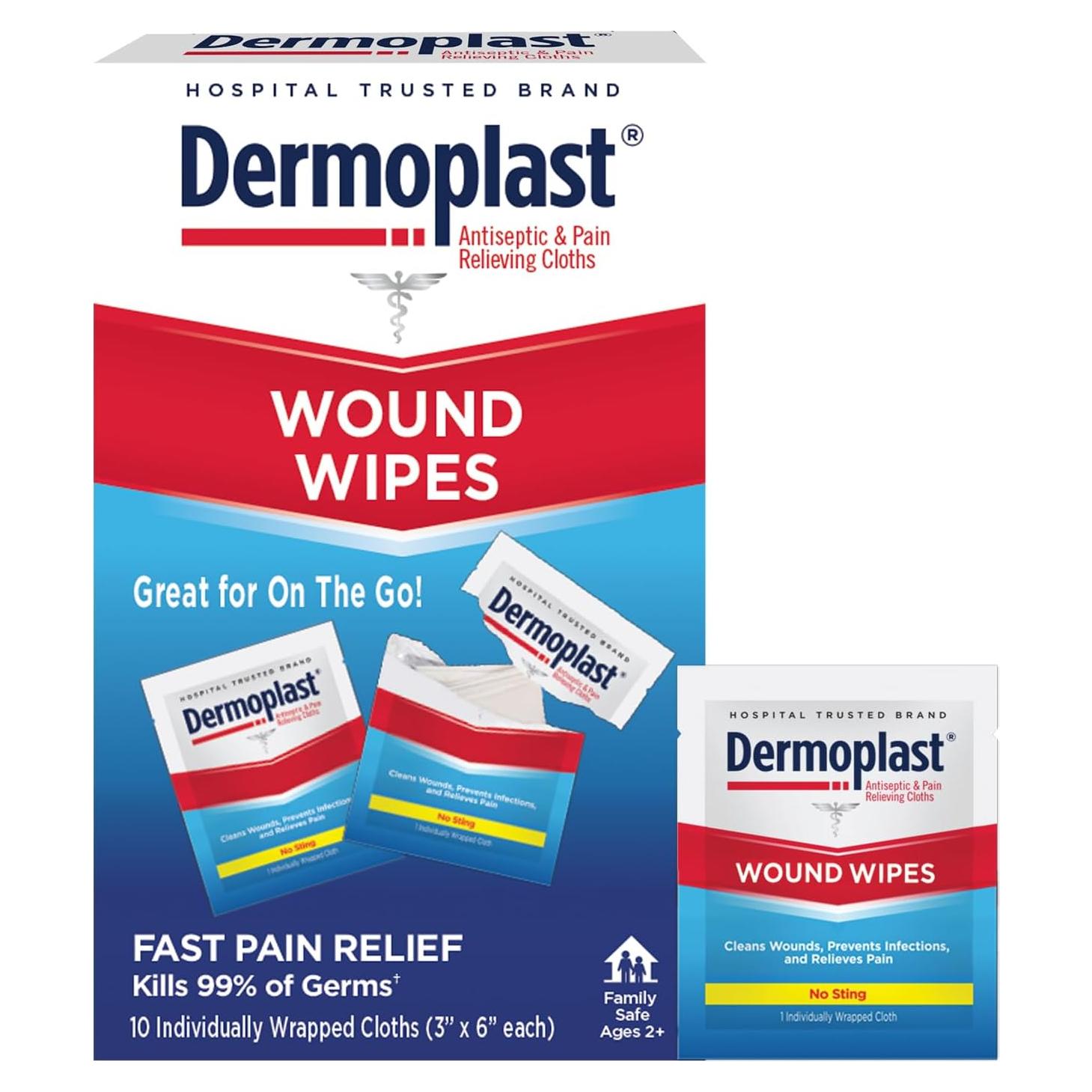 Toallitas Medicadas Dermoplast 3 en 1 para Heridas - 10 Unidades