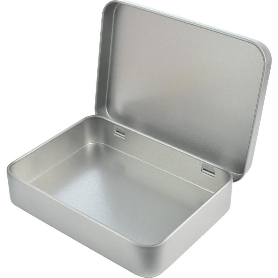 12 Cajas de Lata Rectangulares Wobe con Bisagra 11.4x8.4x2.3 cm