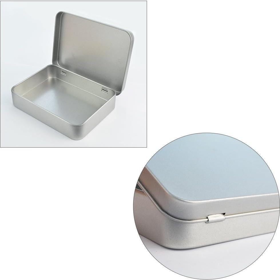 12 Cajas de Lata Rectangulares Wobe con Bisagra 11.4x8.4x2.3 cm