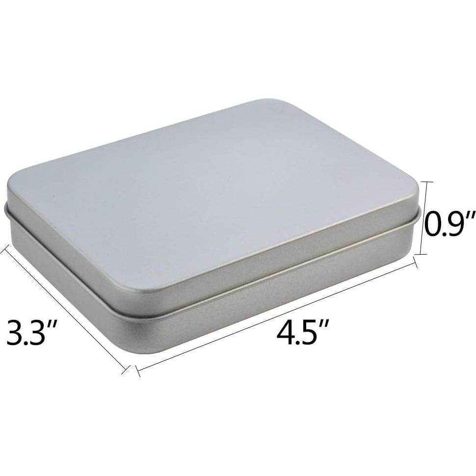 12 Cajas de Lata Rectangulares Wobe con Bisagra 11.4x8.4x2.3 cm