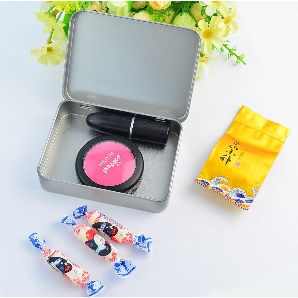 12 Cajas de Lata Rectangulares Wobe con Bisagra 11.4x8.4x2.3 cm