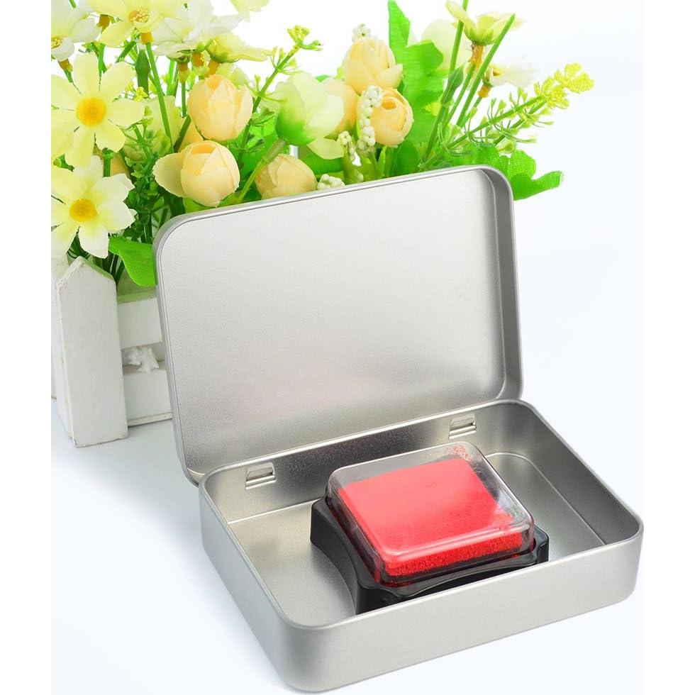 12 Cajas de Lata Rectangulares Wobe con Bisagra 11.4x8.4x2.3 cm