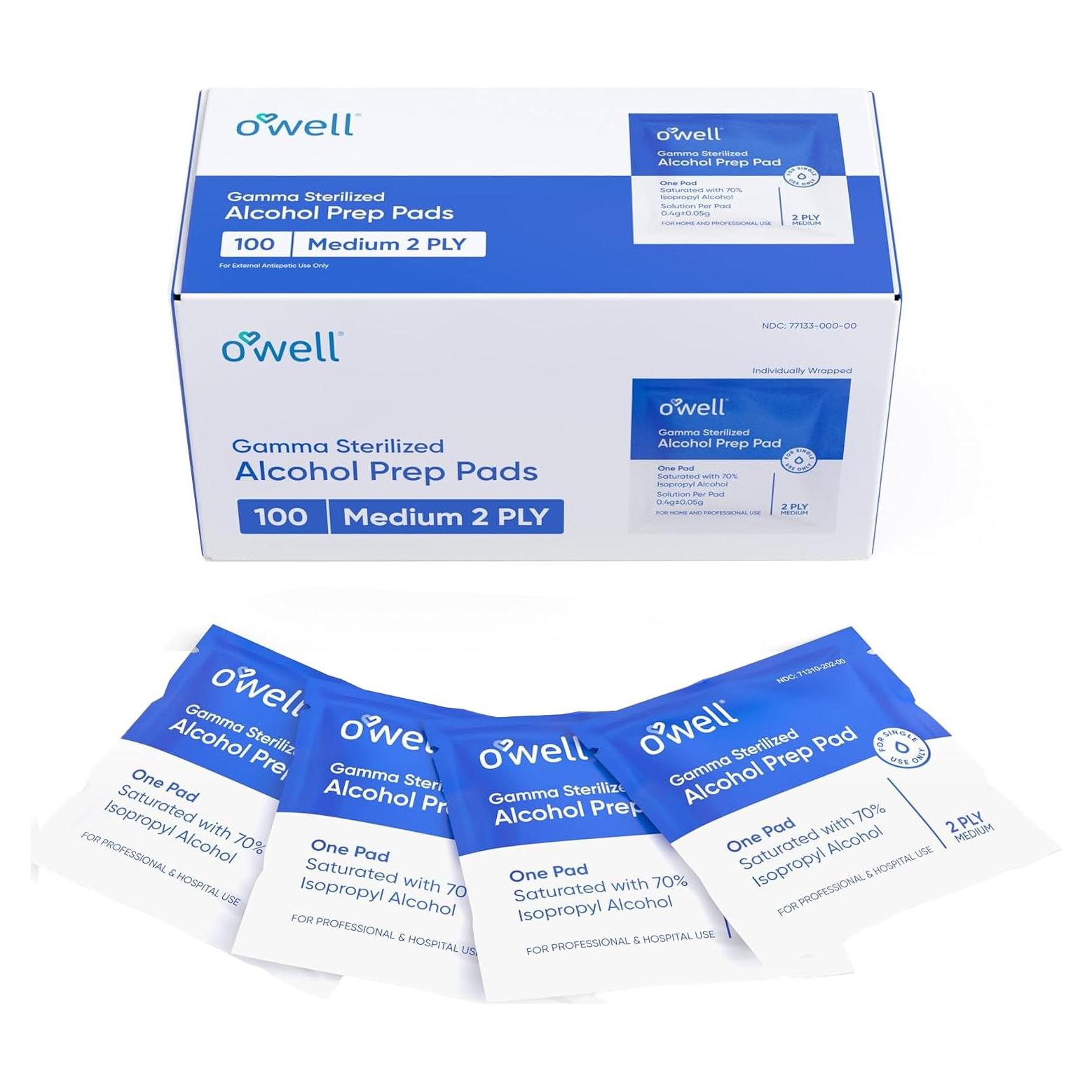 Toallitas Antisépticas Estériles OWELL - 100 Unidades 2-Ply