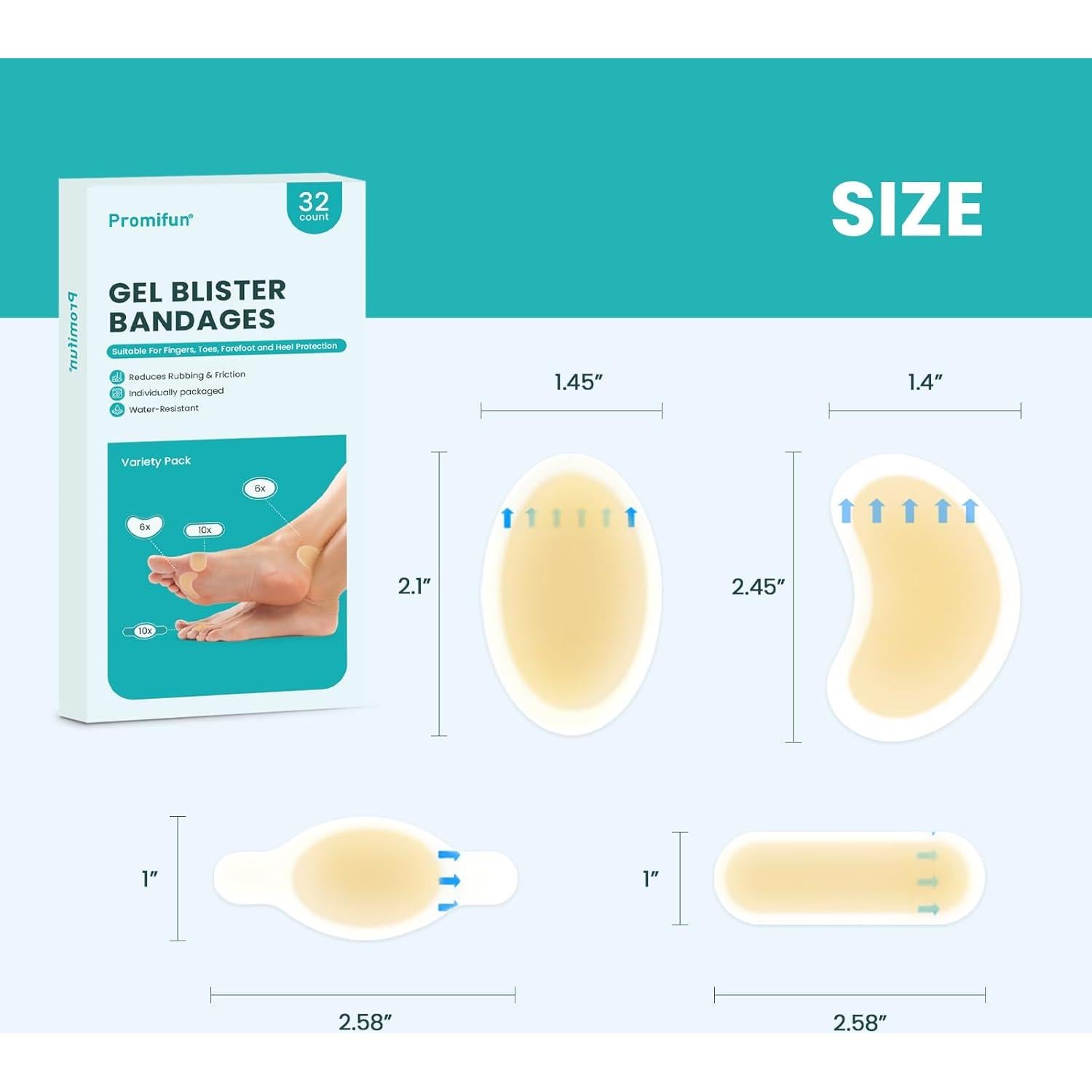 Vendajes para Ampollas Promifun - Gel Hidrocoloide 32ct