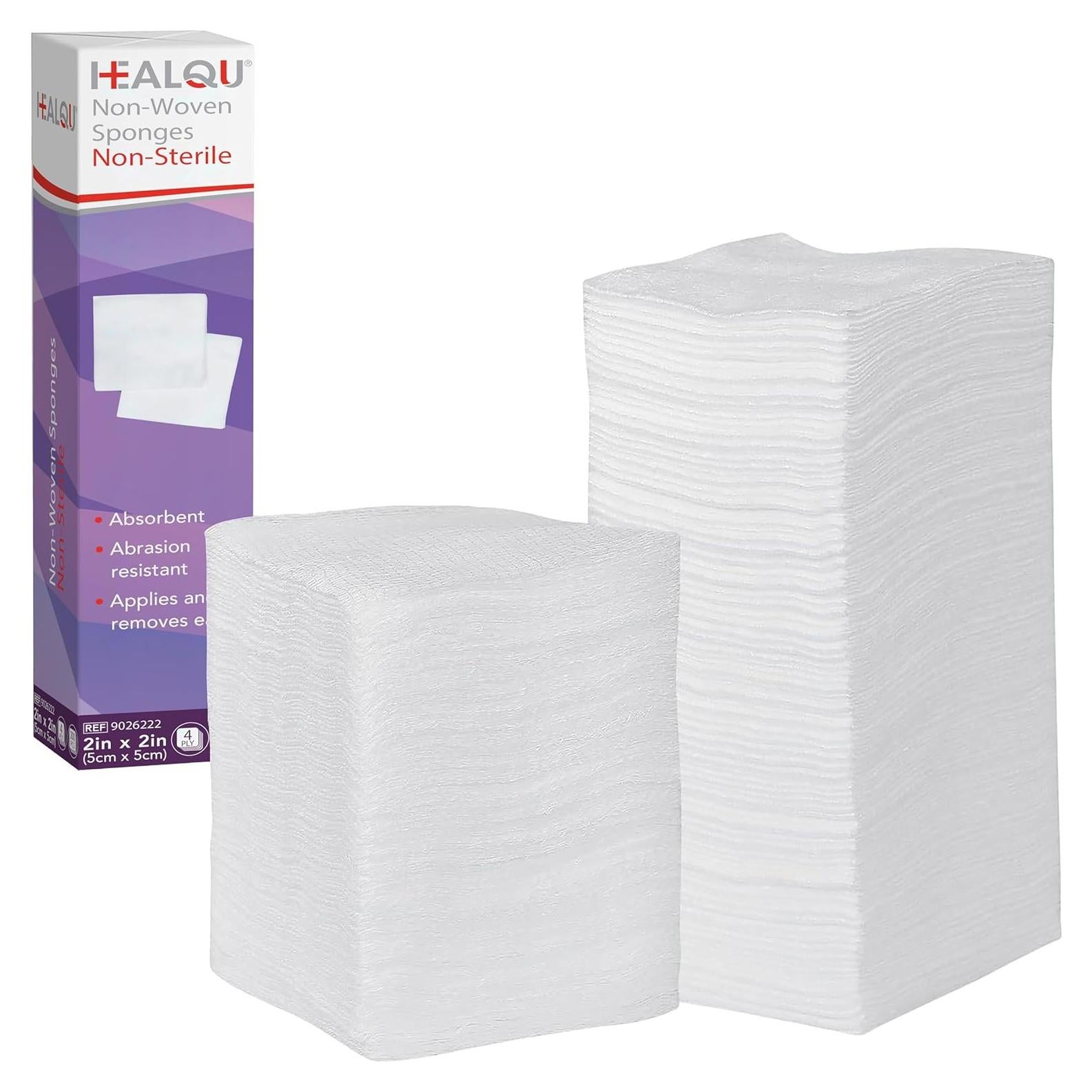 Esponjas de Gasa HEALQU 5x5cm - Paquete de 200, 4 Capas