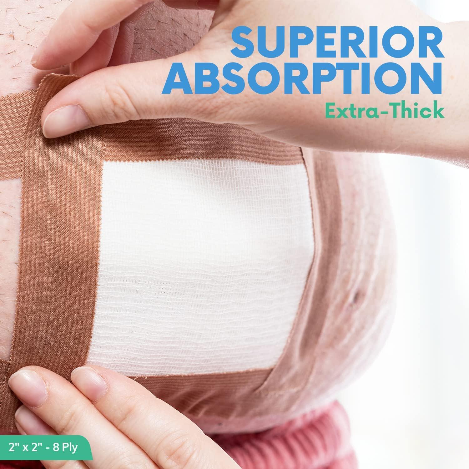 Esponjas de Gasa HEALQU 5x5cm - Paquete de 200, 4 Capas