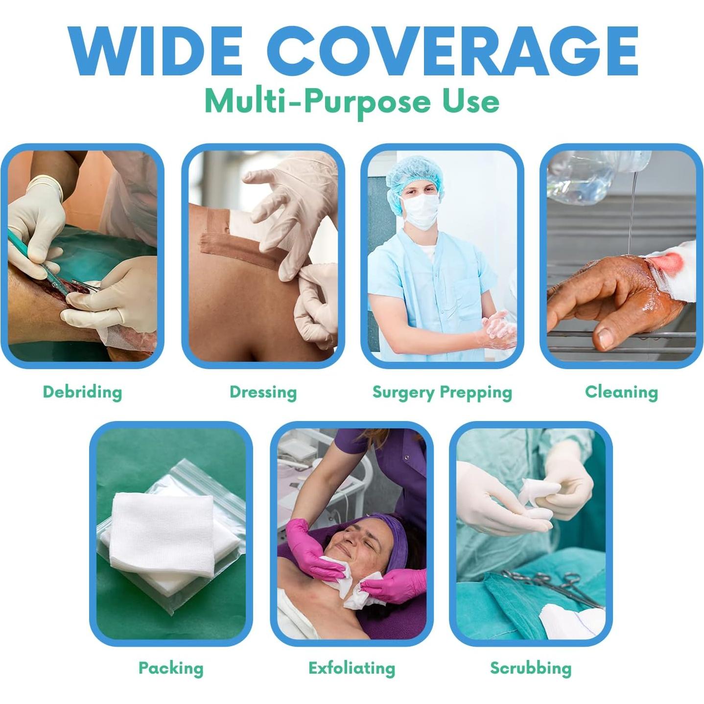 Esponjas de Gasa HEALQU 5x5cm - Paquete de 200, 4 Capas