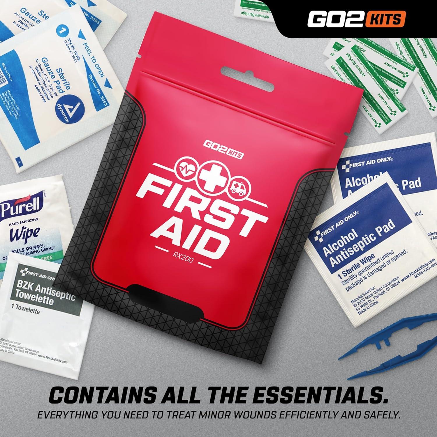 Kit de Primeros Auxilios Go2Kits RX200 - 38 Piezas Compacto