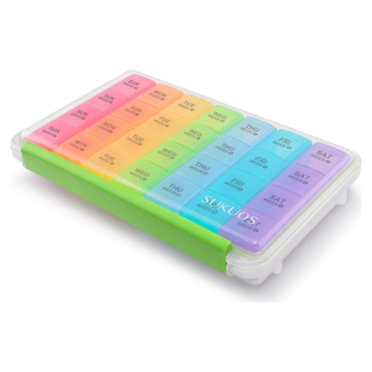 Organizador de Pastillas Mensual Sukuos 28 Días, Resistente a la Humedad