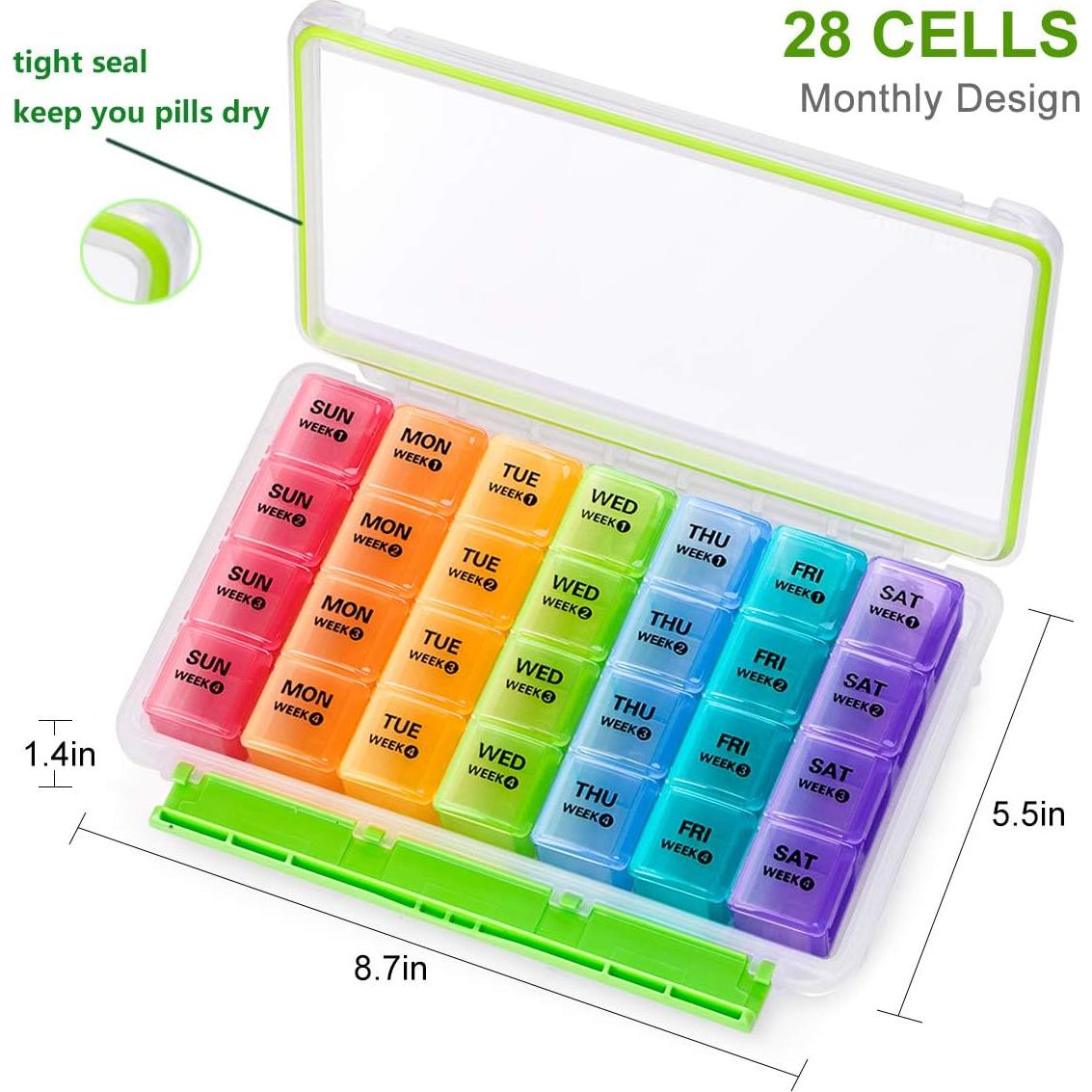 Organizador de Pastillas Mensual Sukuos 28 Días, Resistente a la Humedad