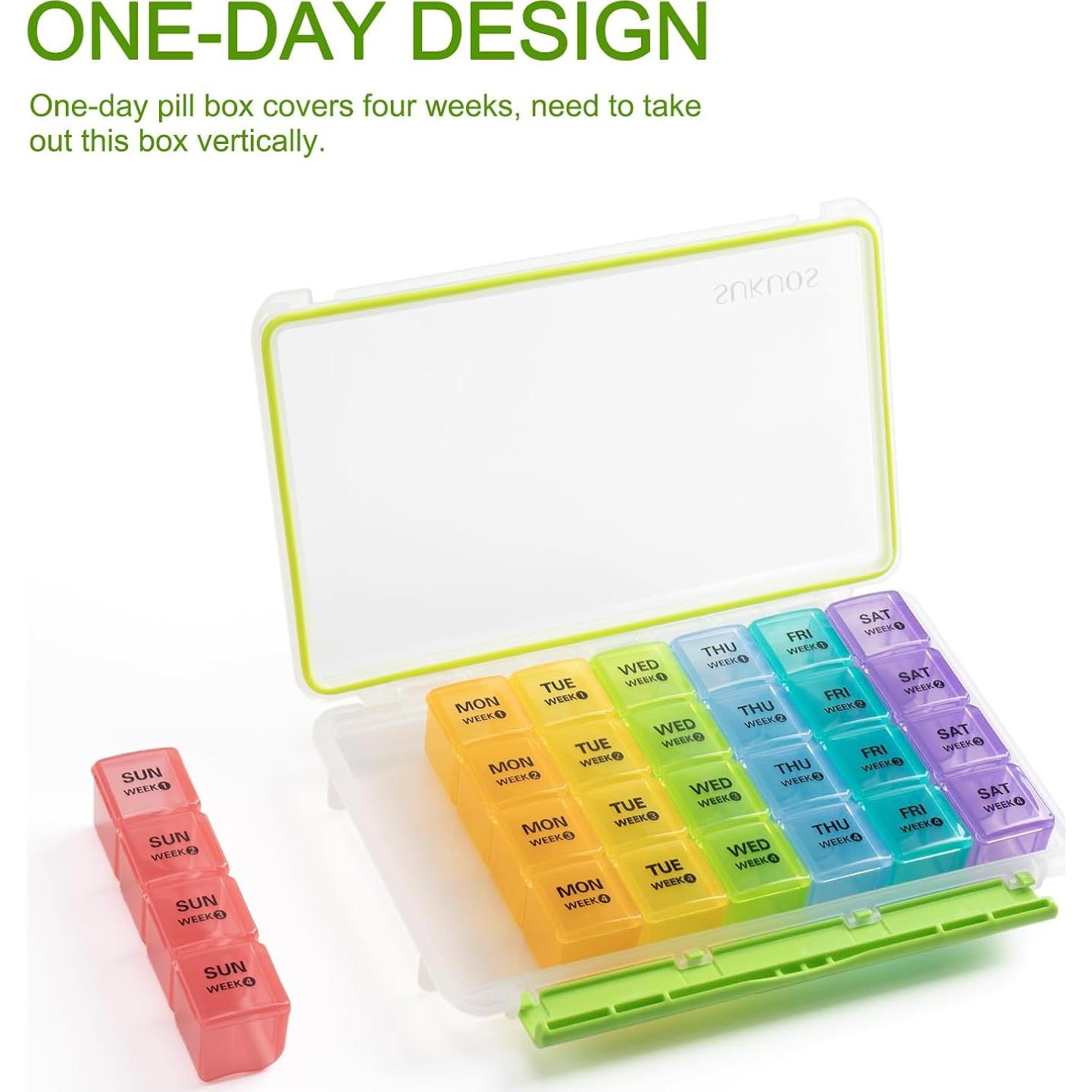 Organizador de Pastillas Mensual Sukuos 28 Días, Resistente a la Humedad
