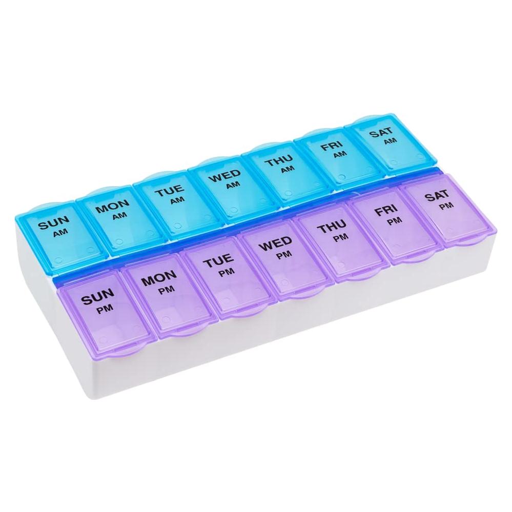 Organizador de Pastillas Semanal Ezy Dose AM/PM Grande Azul/Púrpura