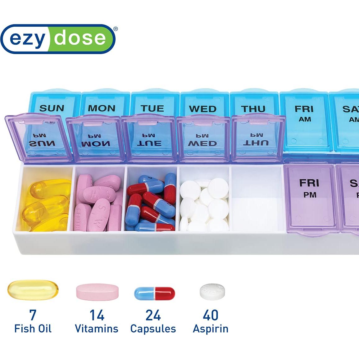 Organizador de Pastillas Semanal Ezy Dose AM/PM Grande Azul/Púrpura