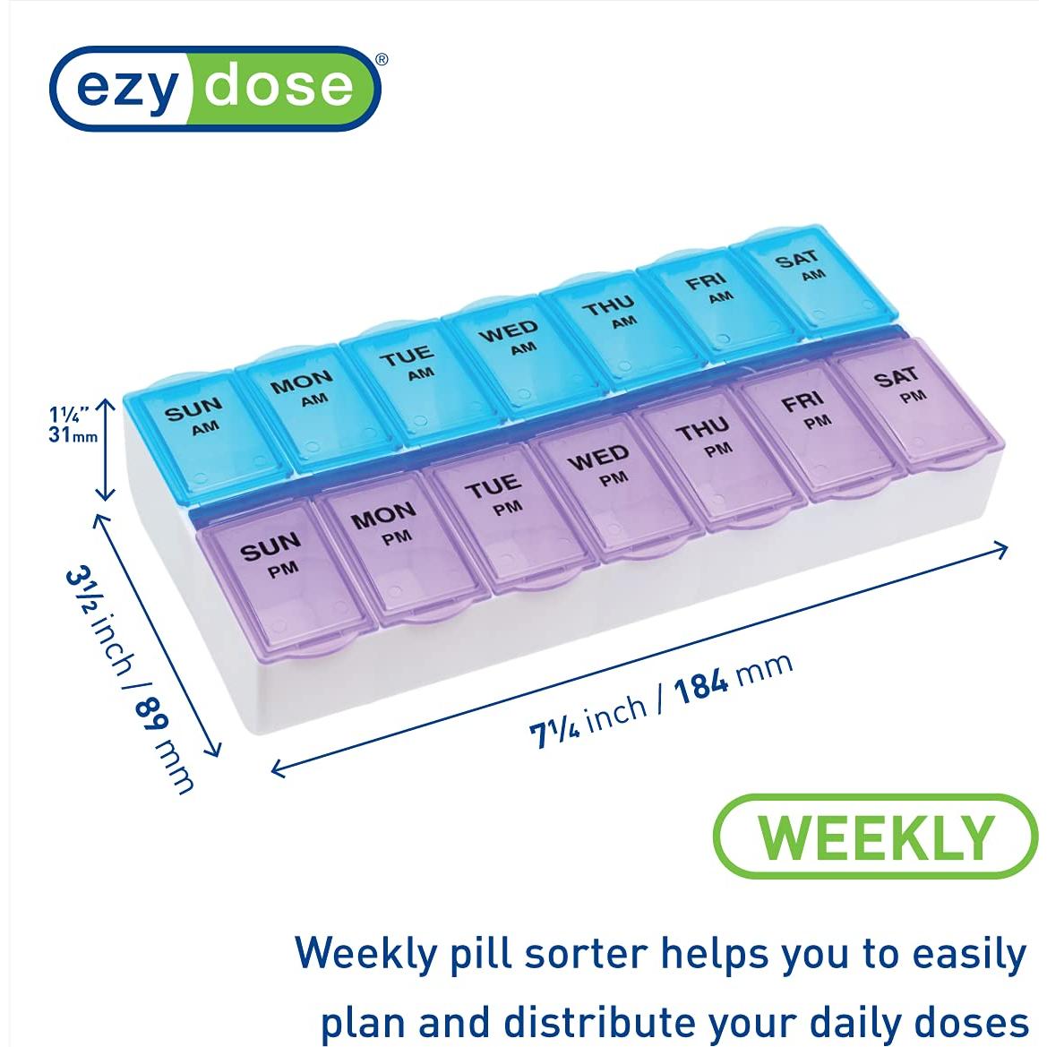 Organizador de Pastillas Semanal Ezy Dose AM/PM Grande Azul/Púrpura