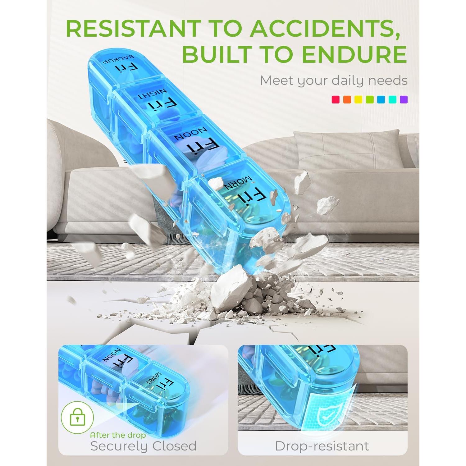 Organizador Semanal de Pastillas Odaro 4 Veces al Día 7 Días