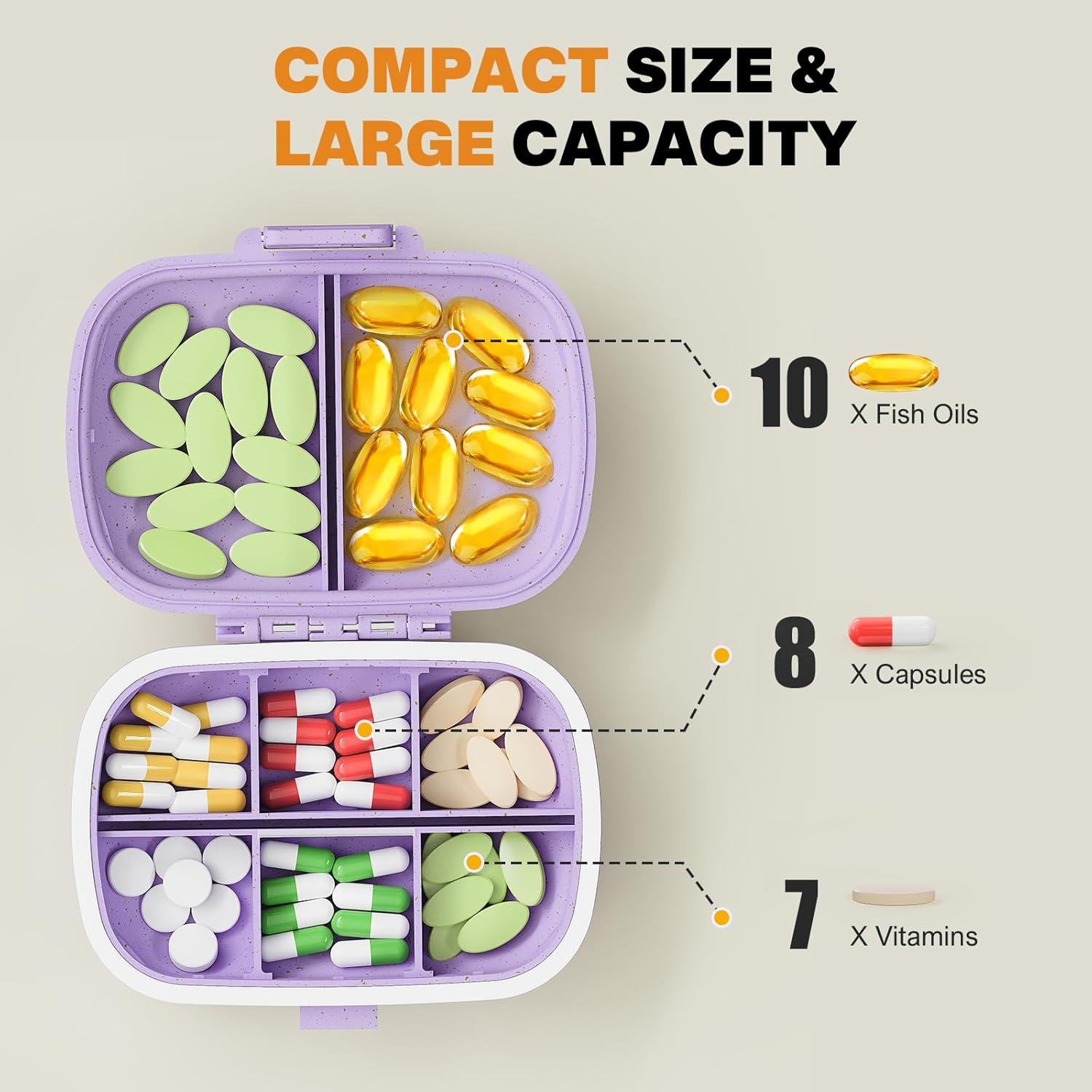 Organizador de Pastillas de Viaje MEACOLIA 8 Compartimentos