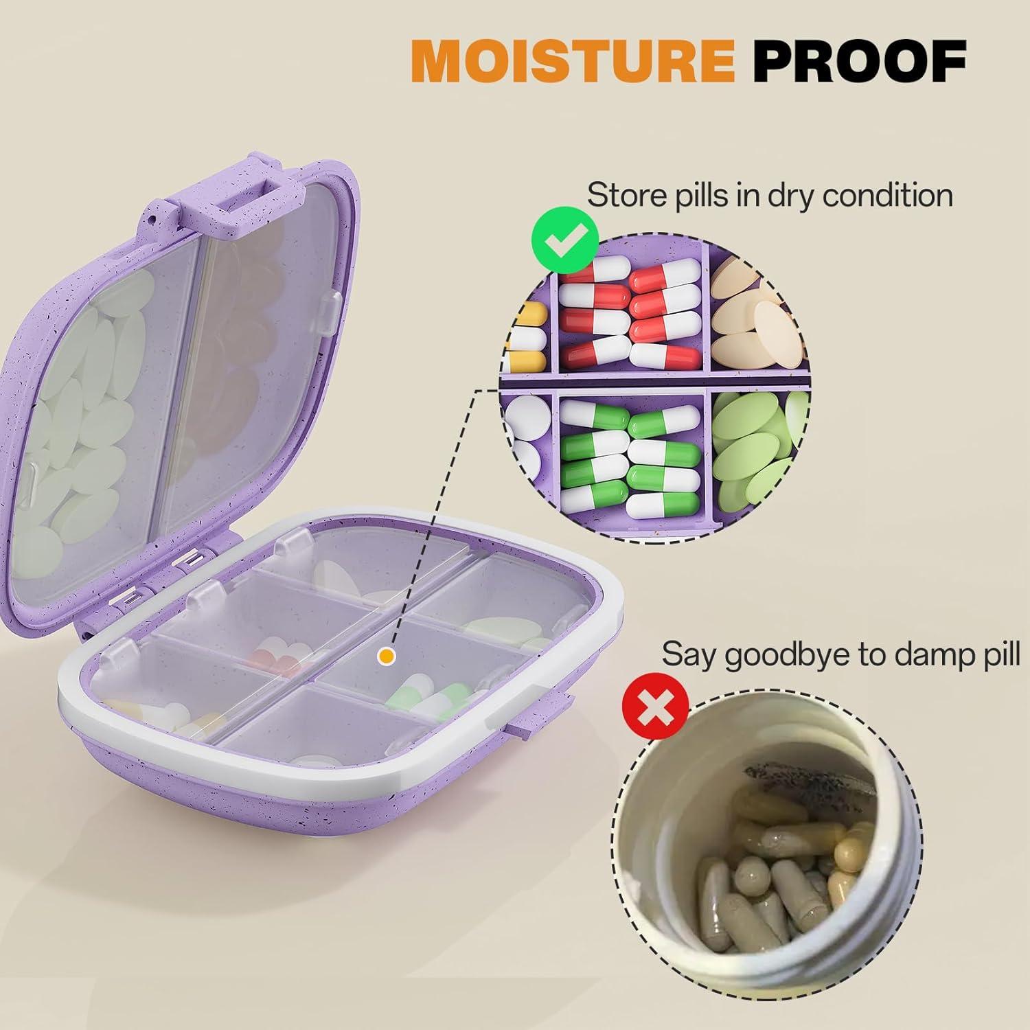 Organizador de Pastillas de Viaje MEACOLIA 8 Compartimentos