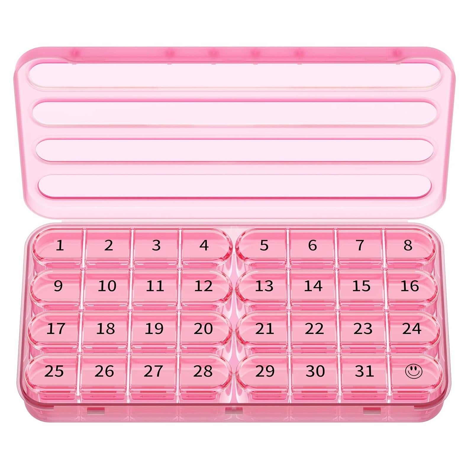 Organizador de Pastillas Mensual Zoksi Rosa 31 Compartimentos