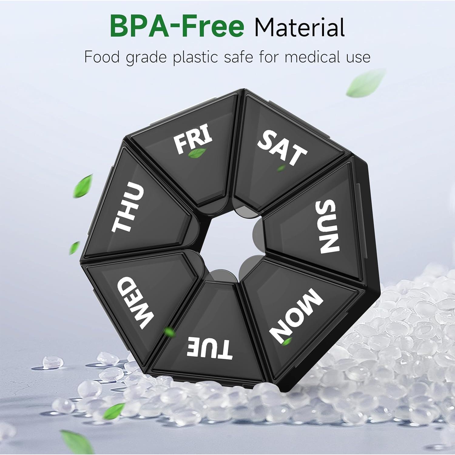 Organizador Semanal de Pastillas Gelibo 2 Cajas Negras 7 Días