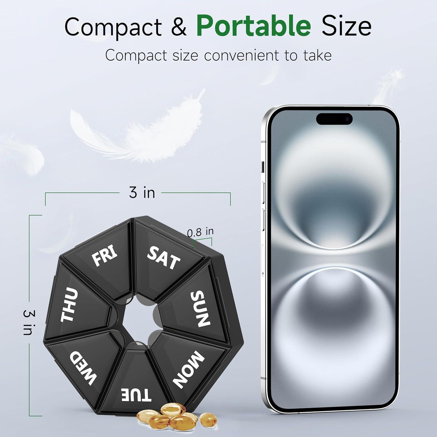 Organizador Semanal de Pastillas Gelibo 2 Cajas Negras 7 Días