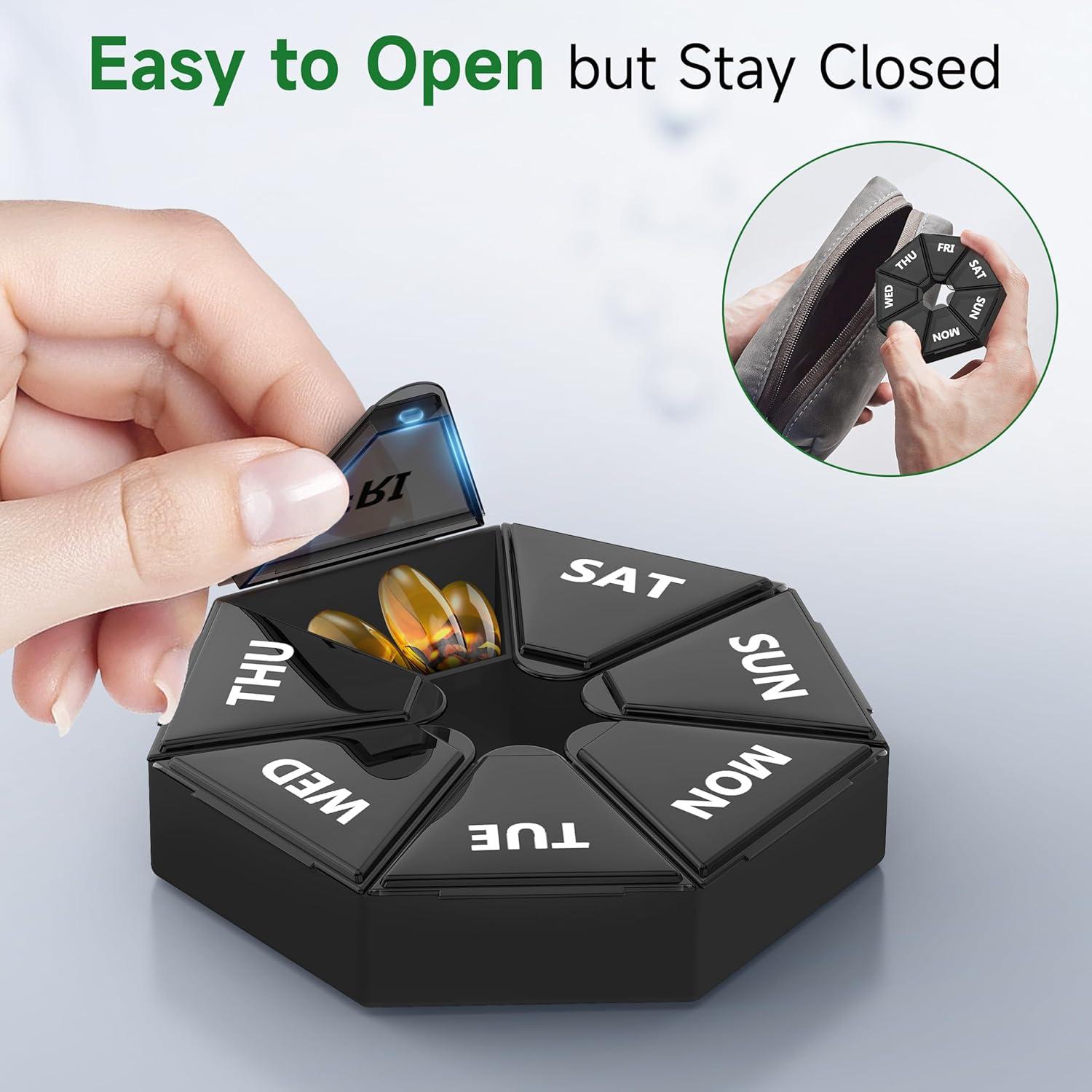 Organizador Semanal de Pastillas Gelibo 2 Cajas Negras 7 Días