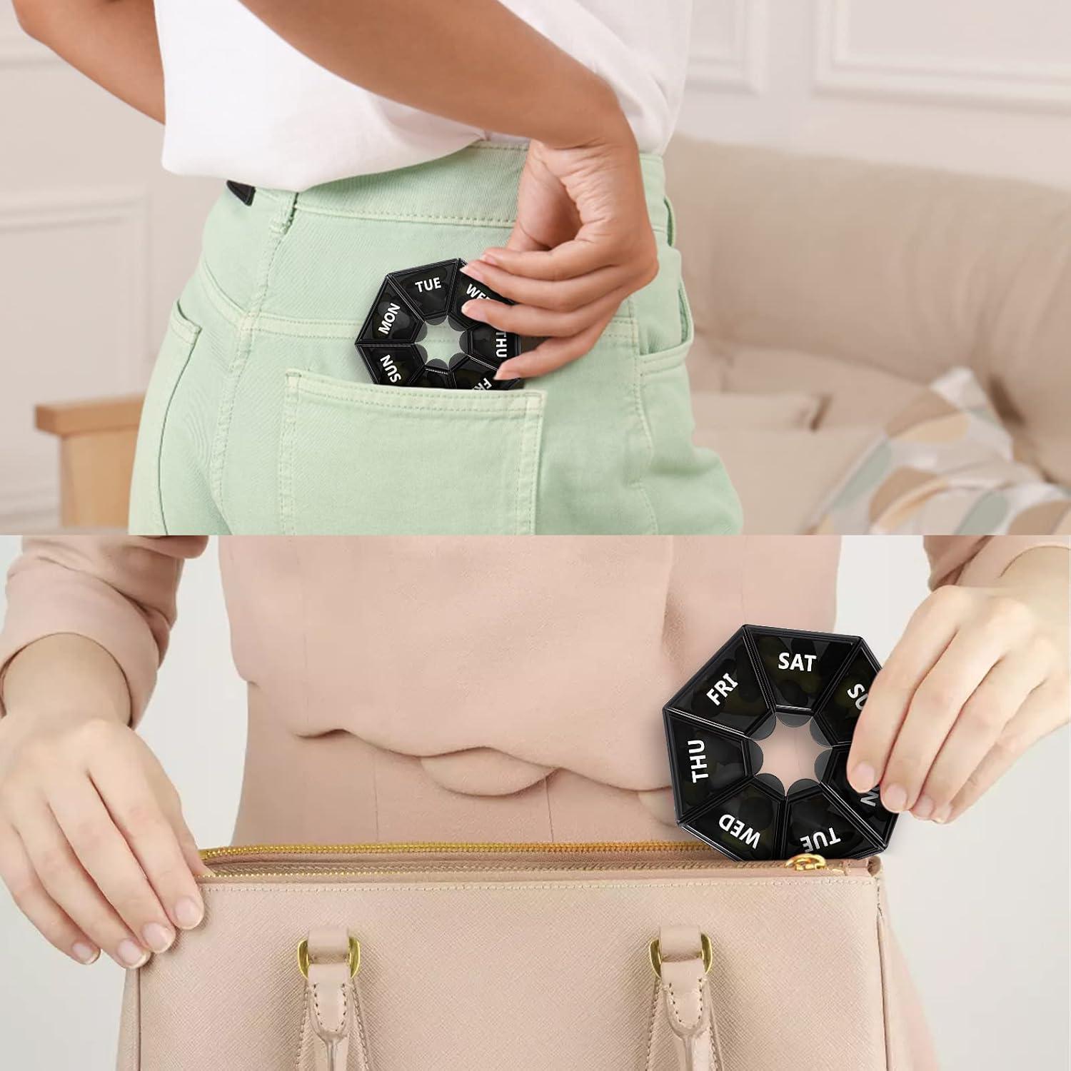 Organizador Semanal de Pastillas Gelibo 2 Cajas Negras 7 Días