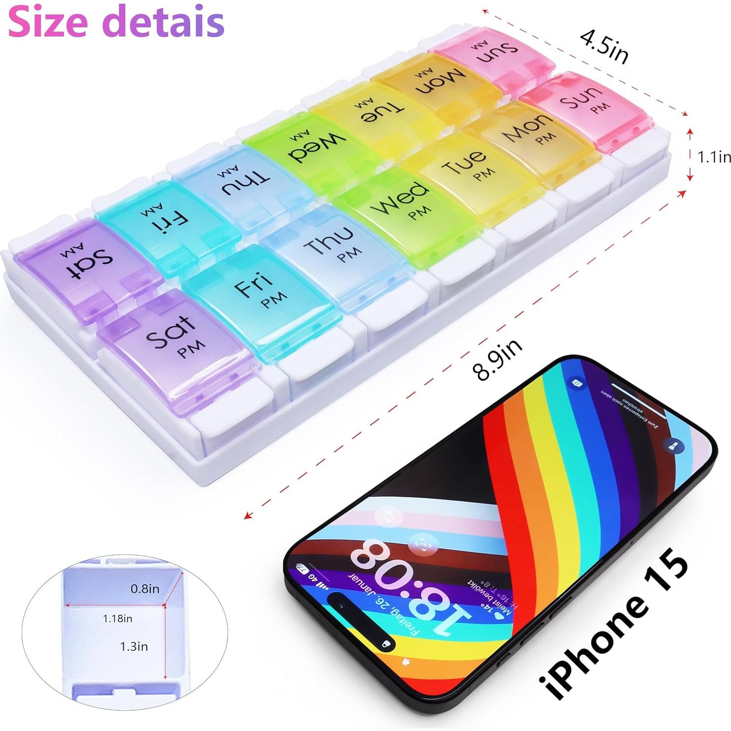 Organizador de Pastillas AM PM MOLN HYMY 14 Divisores 2 Semanas