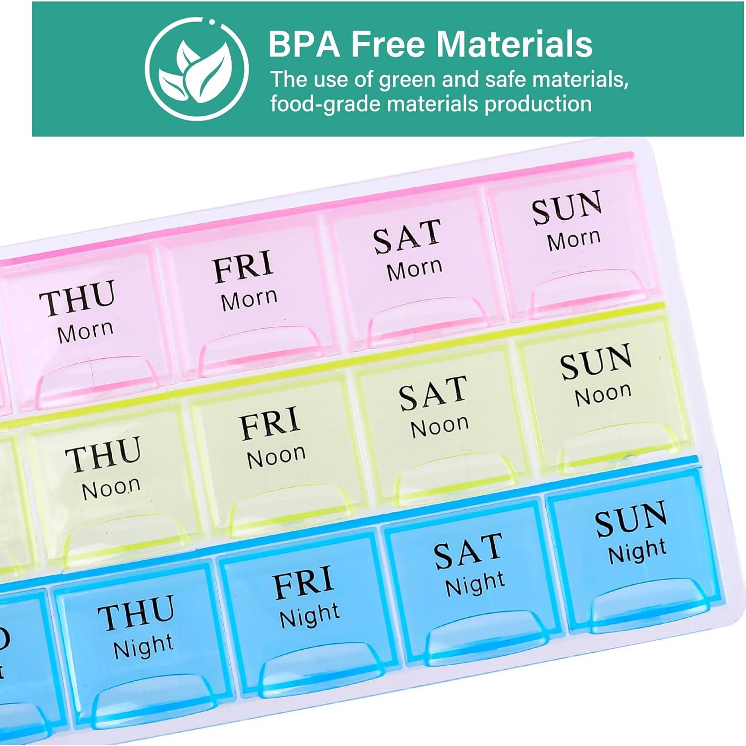 Organizador de Pastillas Semanal BUKACHE 21 Compartimentos Colorido