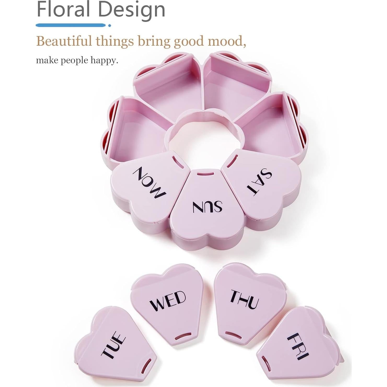 Organizador de Pastillas Semanal Rosa Púrpura MOLN HYMY 7 Días