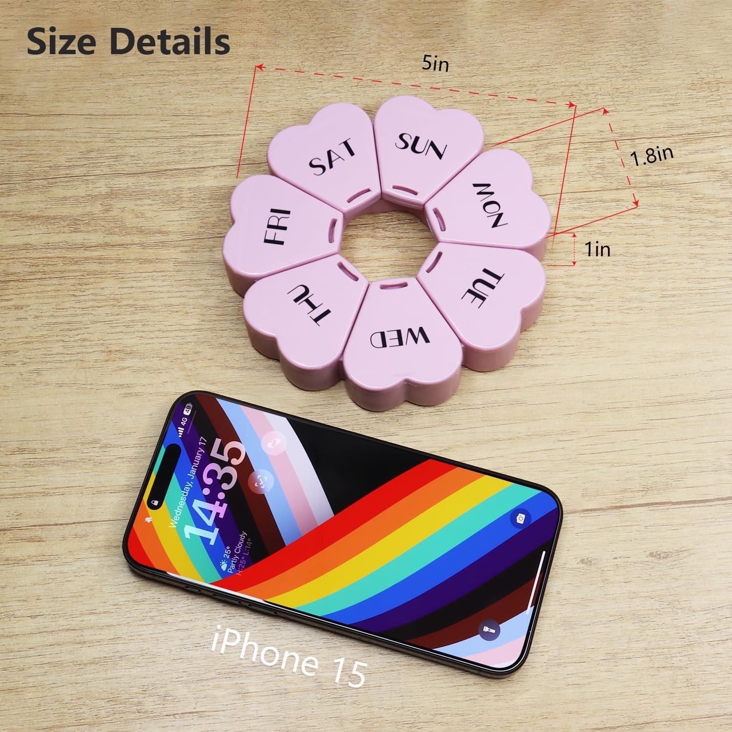 Organizador de Pastillas Semanal Rosa Púrpura MOLN HYMY 7 Días