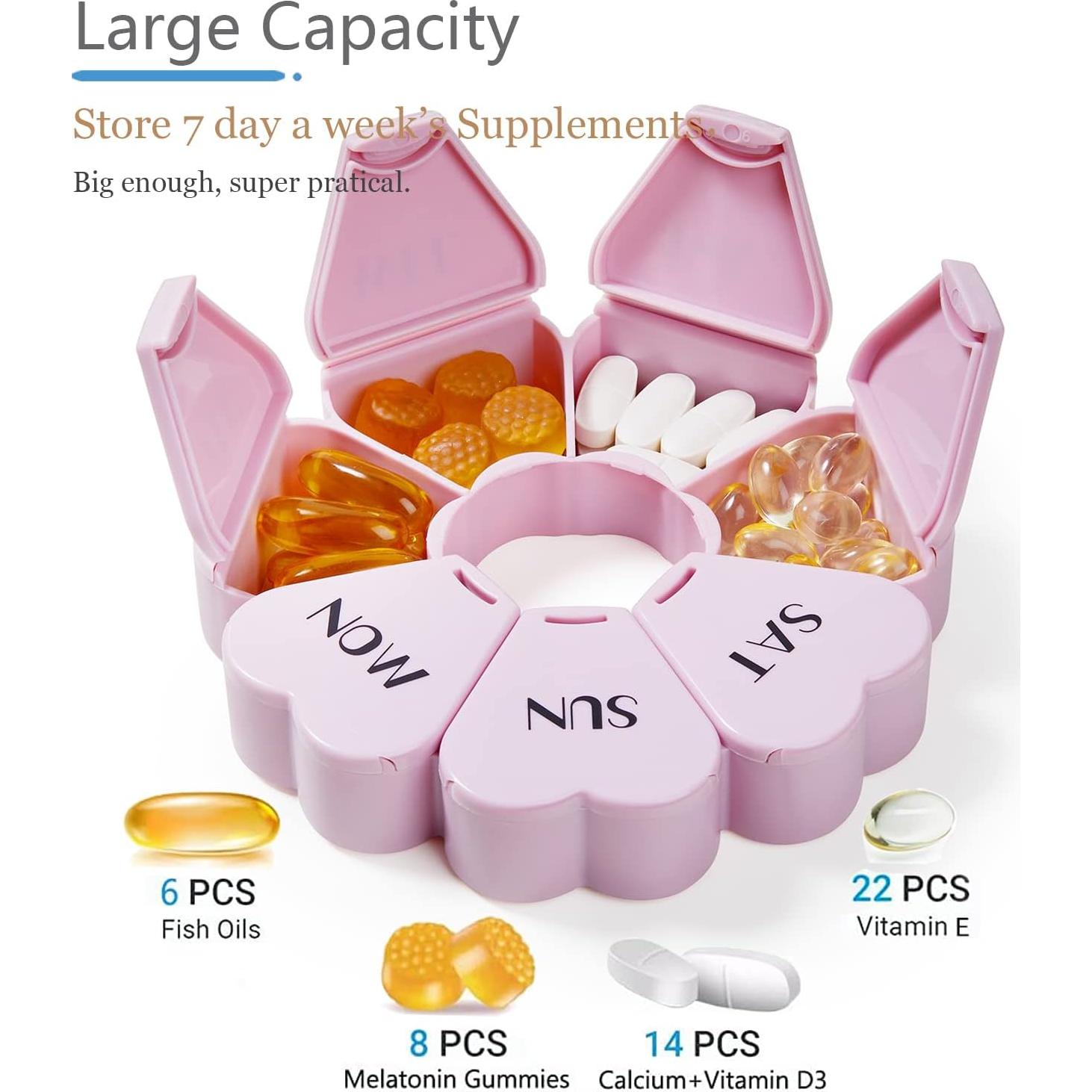 Organizador de Pastillas Semanal Rosa Púrpura MOLN HYMY 7 Días