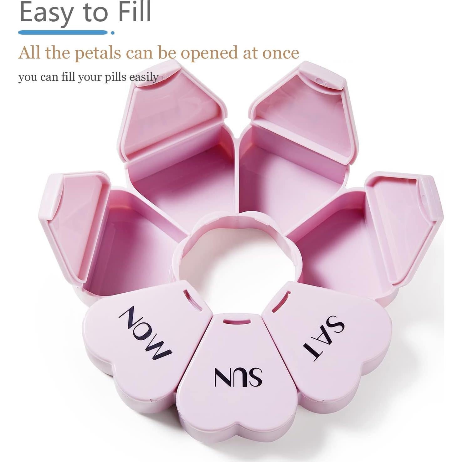 Organizador de Pastillas Semanal Rosa Púrpura MOLN HYMY 7 Días