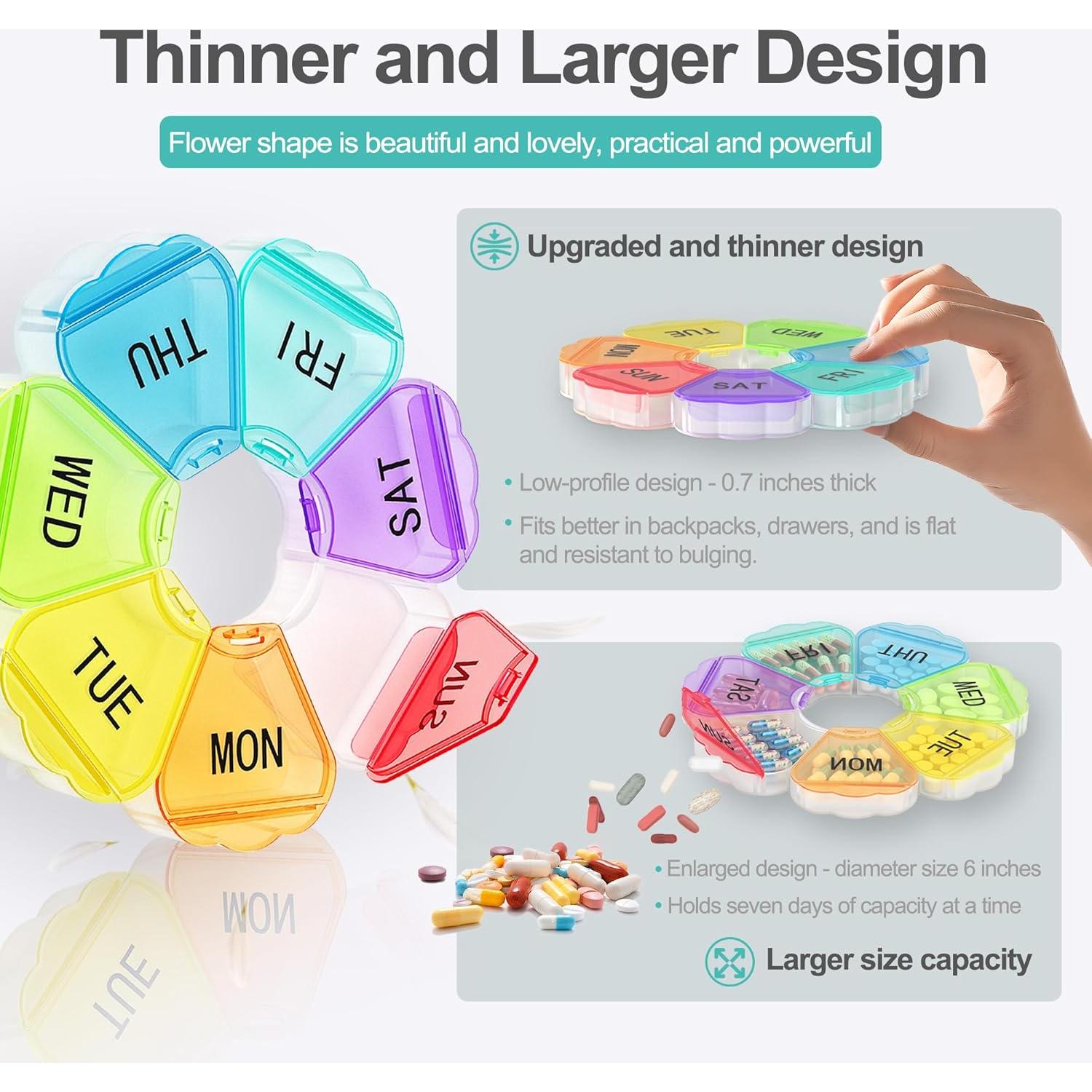Organizador de Pastillas Semanal FAHZON Arcoíris 7 Días