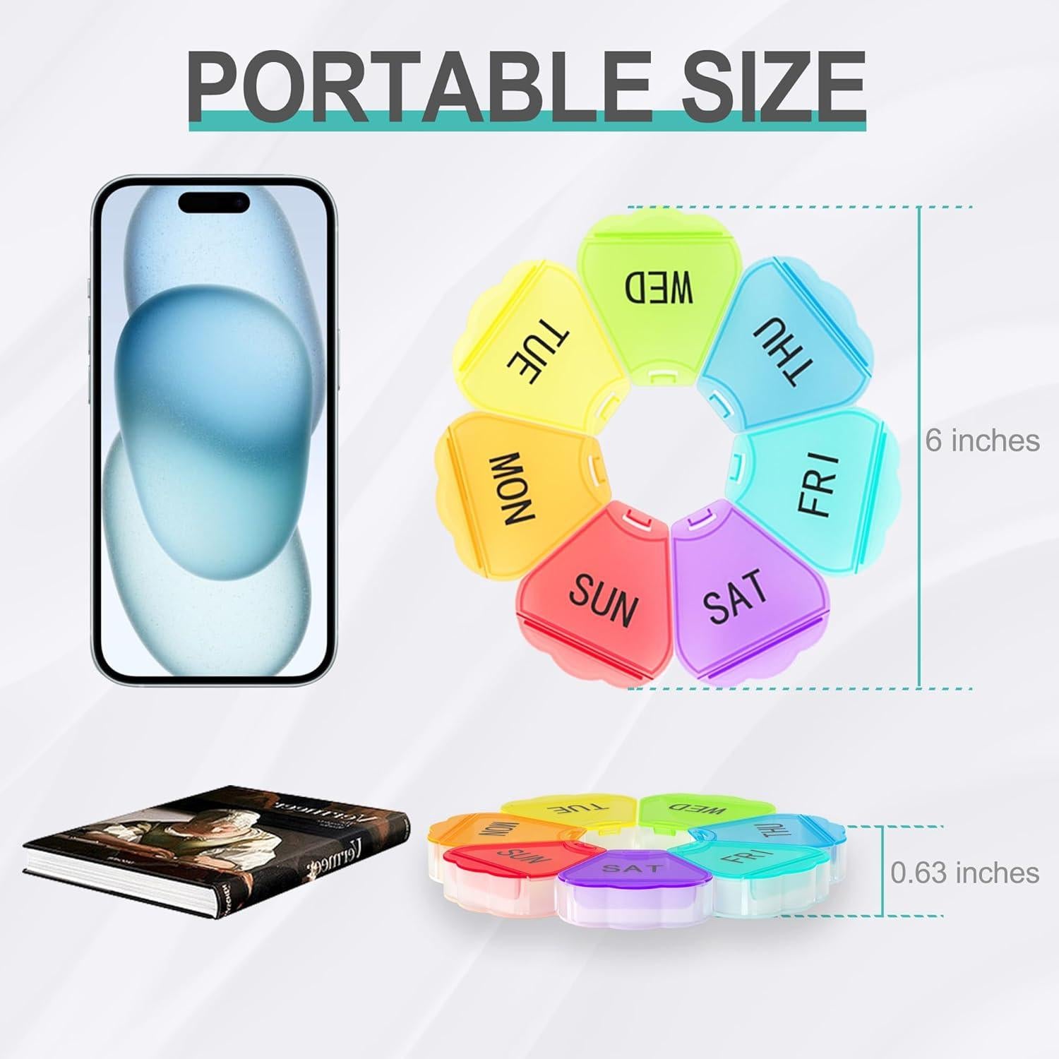 Organizador de Pastillas Semanal FAHZON Arcoíris 7 Días