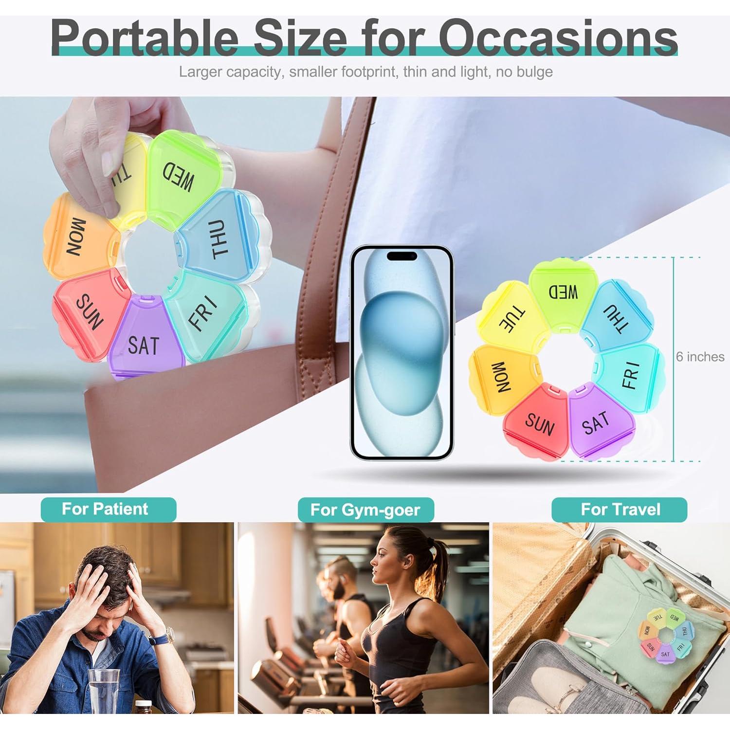 Organizador de Pastillas Semanal FAHZON Arcoíris 7 Días