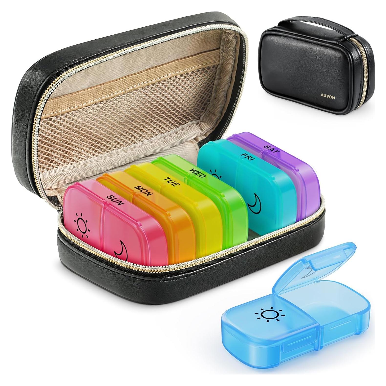 Organizador Semanal de Pastillas AUVON Negro 2 Veces al Día