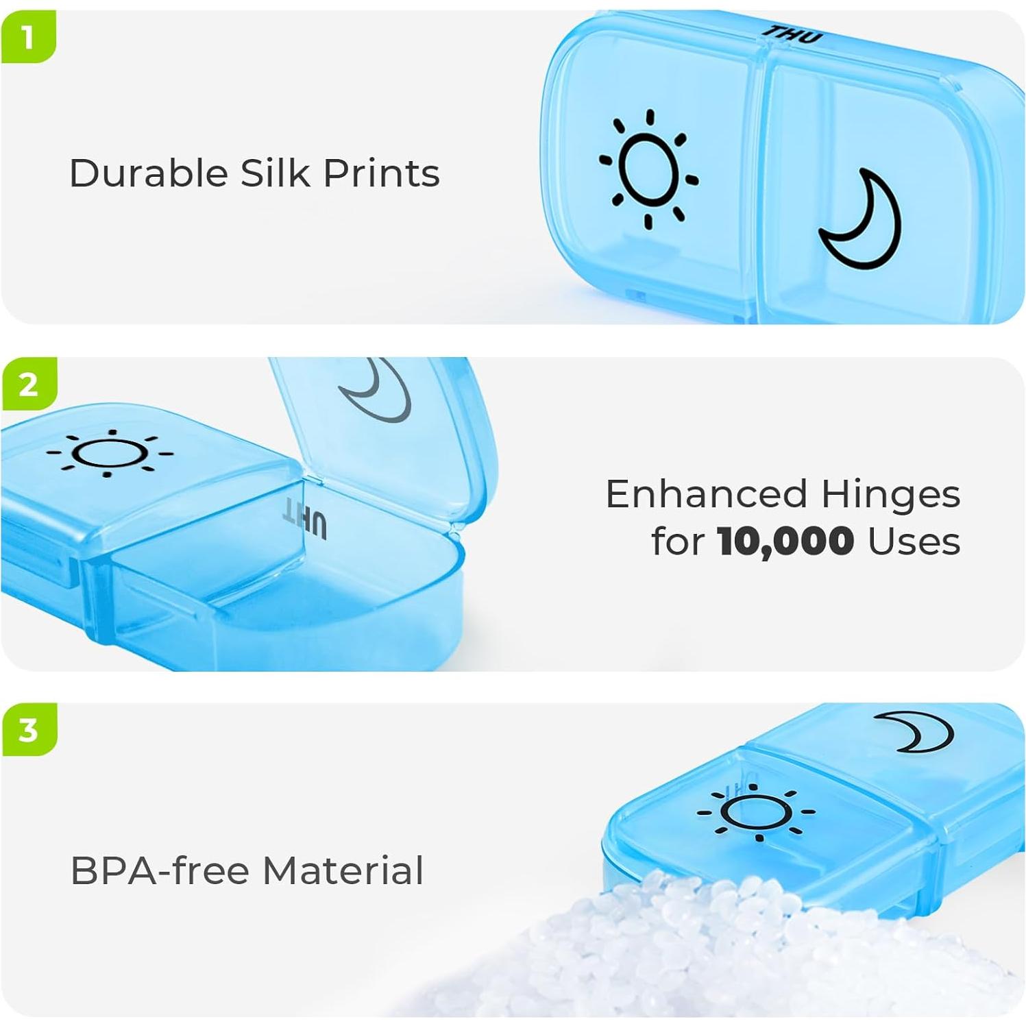 Organizador Semanal de Pastillas AUVON Negro 2 Veces al Día