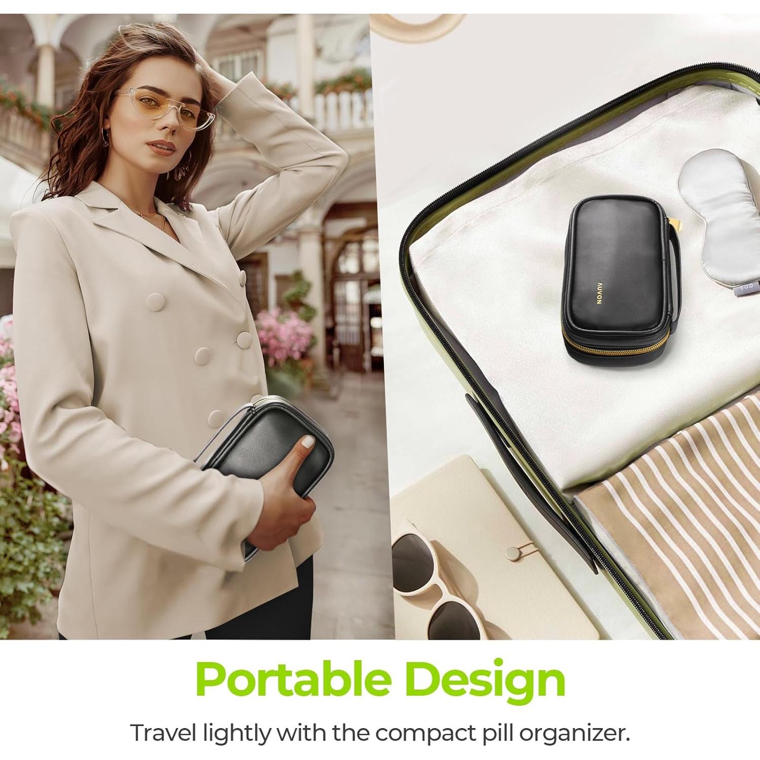 Organizador Semanal de Pastillas AUVON Negro 2 Veces al Día