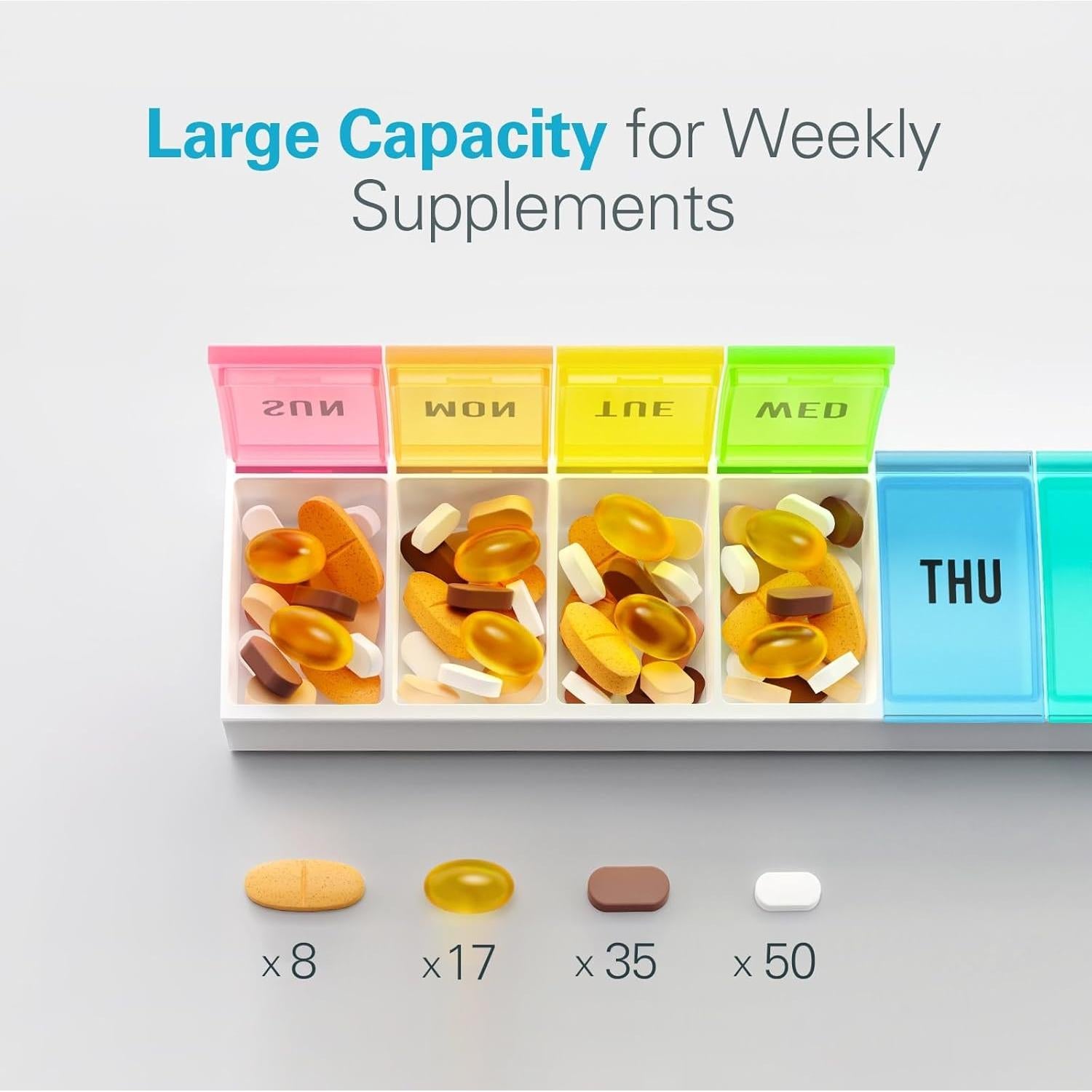 Organizador Semanal de Pastillas VVM 7 Días Fácil Apertura