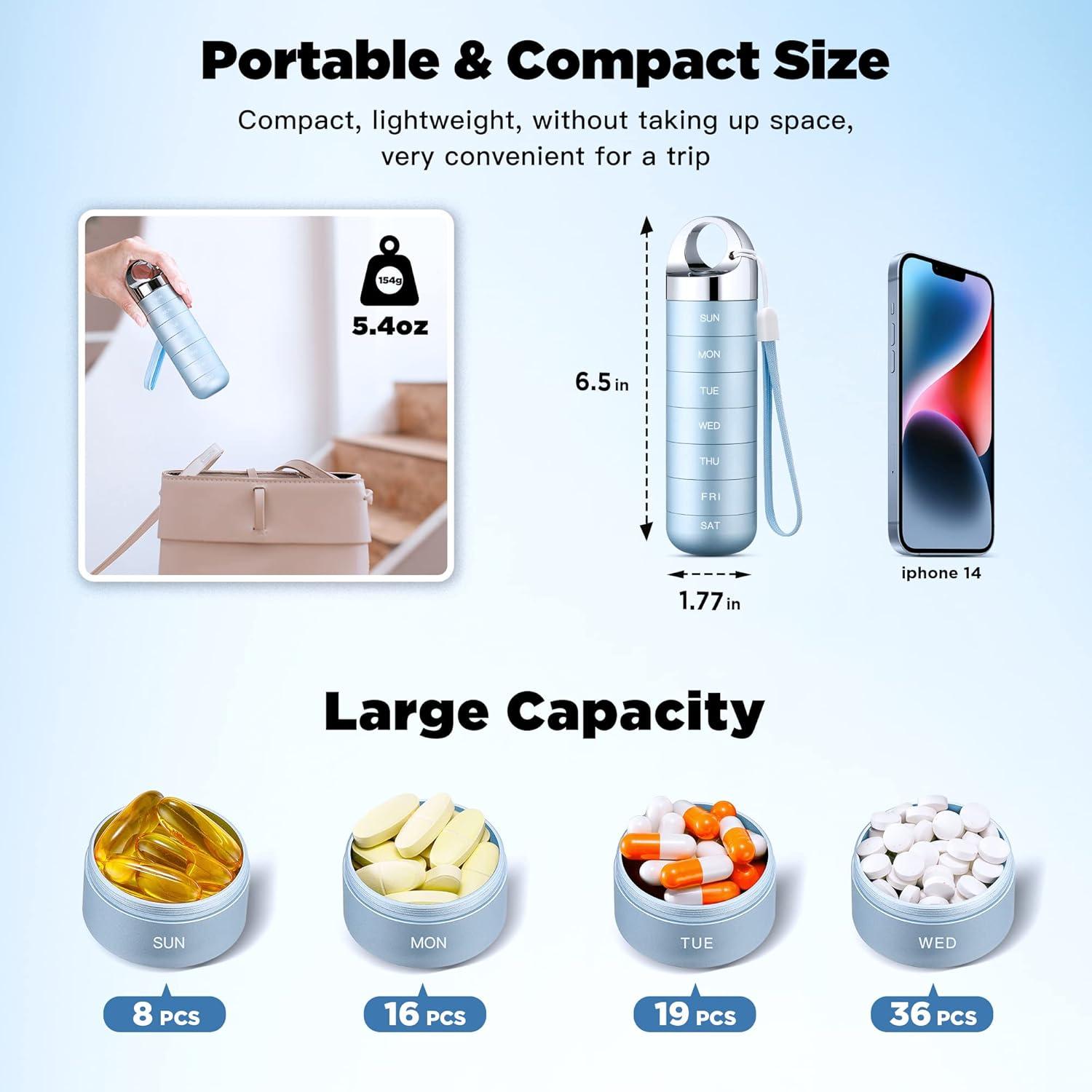 Organizador de Pastillas de Metal Zannaki XL 7 Compartimentos