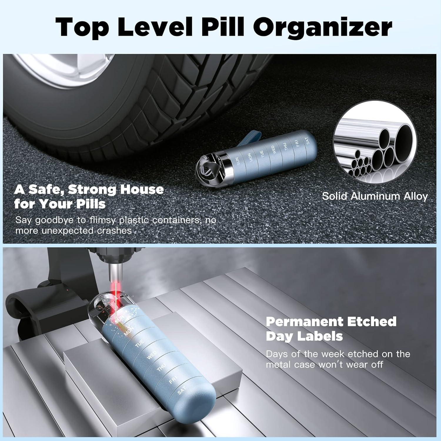 Organizador de Pastillas de Metal Zannaki XL 7 Compartimentos