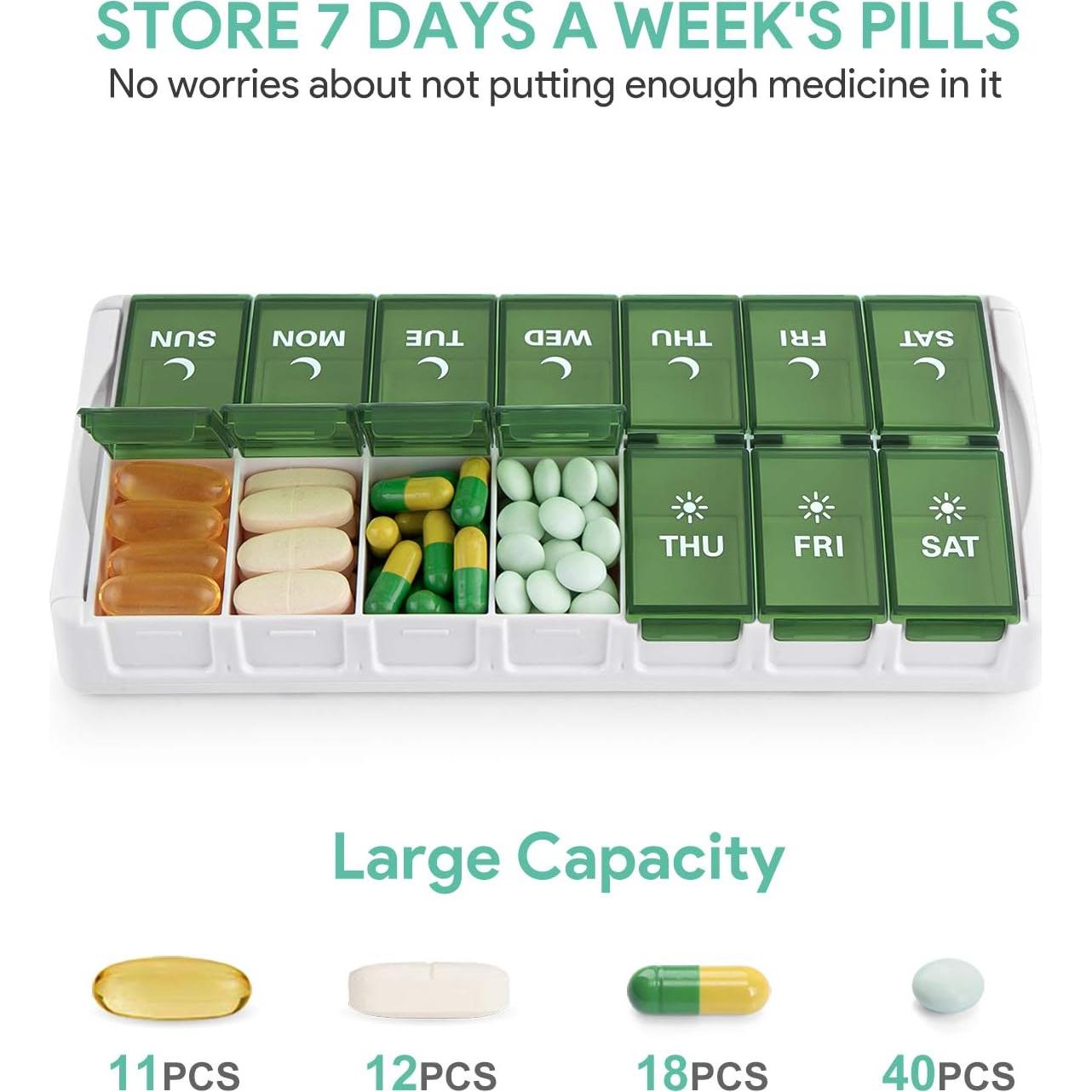 Organizador Semanal de Pastillas TookMag AM PM Verde 7 Días