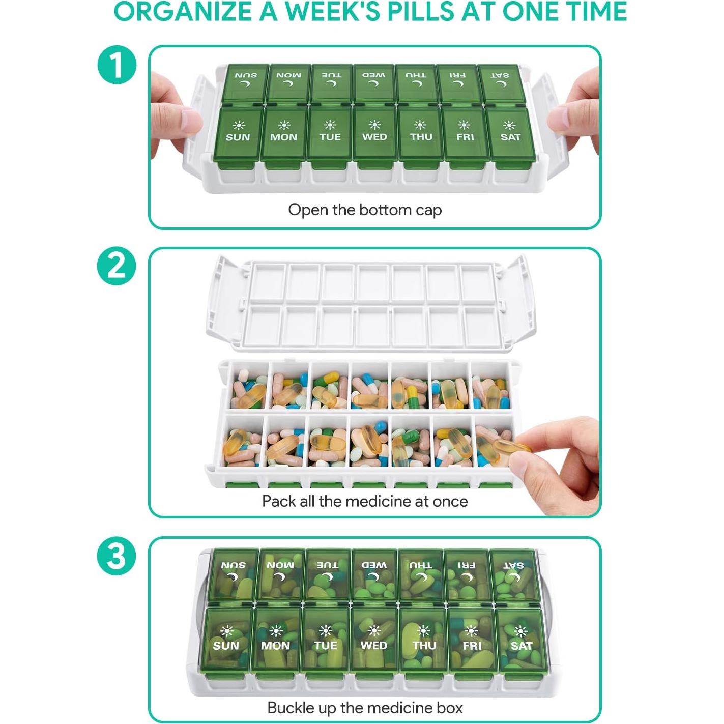 Organizador Semanal de Pastillas TookMag AM PM Verde 7 Días